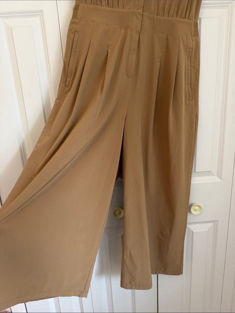 Athleta Tan Sleeveless Zip-Front Cropped Jumpsuit - Picture 2 of 4